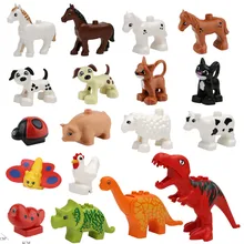 Animal Forest Farm Models Figures Dinosaur Compatible with Duplo Toy DIY Building Creative Blocks Children Toy