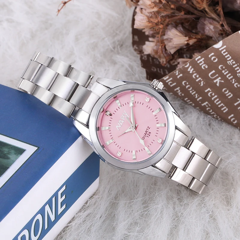2018 NARY Lady Rhinestone Fashion Watch Women Quartz Watch Women's Wrist watches Female Dress Clock relogio feminino Pink watch