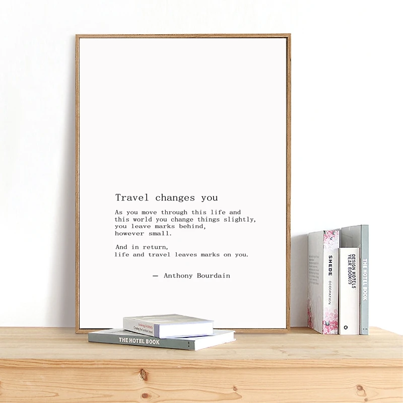 Peinture Sur Toile Noir Et Blanc D Anime Bourdain Citation De Voyage Minimalisme Moderne Decor Artistique Aliexpress