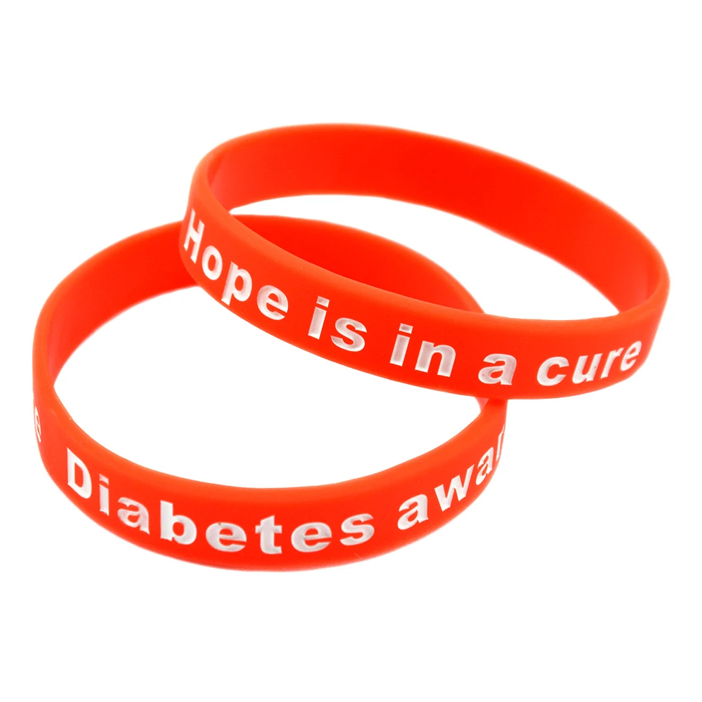 1 шт. силиконовый браслет для информирования о диабете надпись Hope is in a Cure взрослый