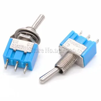 

100Pcs Baby Blue Mini MTS-102 3-Pin SPDT ON-ON 6A 125V / 3A 250V AC Miniature Toggle Switches