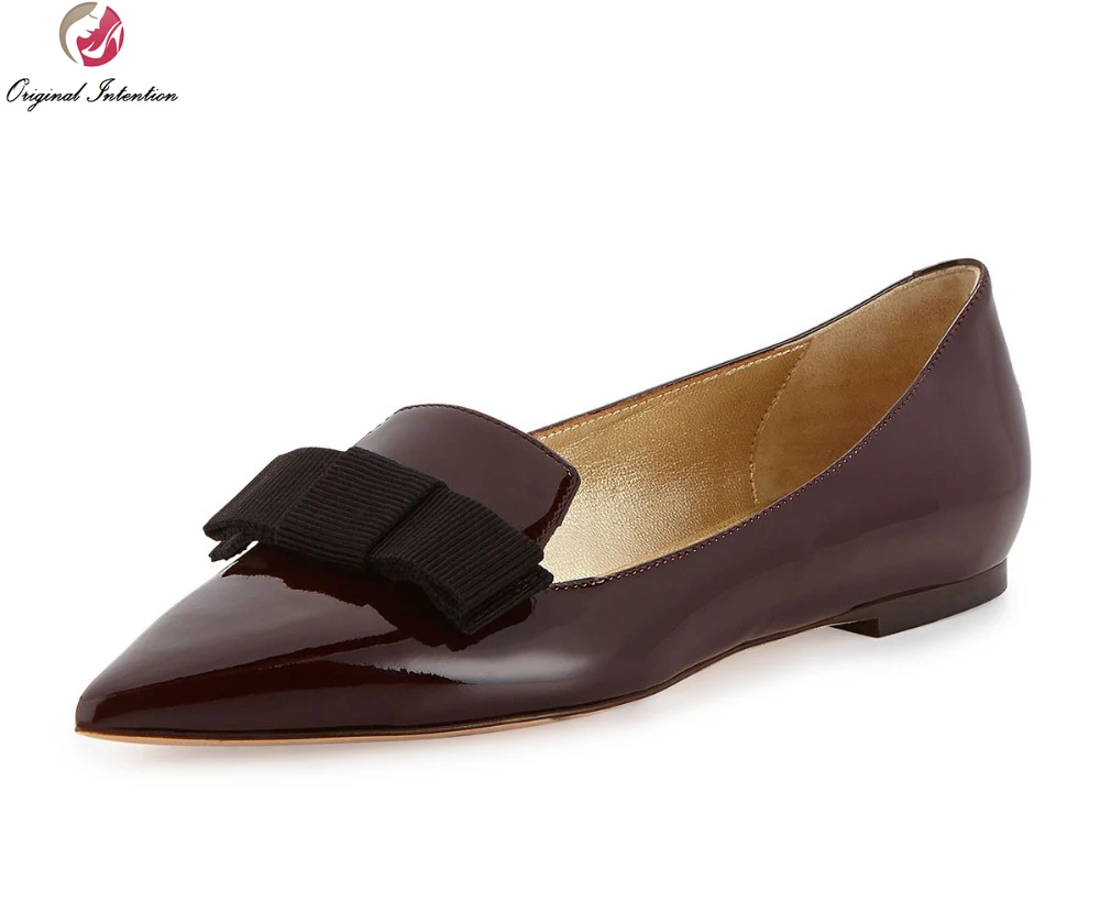 Оригинальное предназначение; высококачественные женские водонепроницаемые мокасины; туфли на плоской подошве из лакированной кожи с острым носком; Цвет винно-красный; женская обувь; американские размеры 4-15