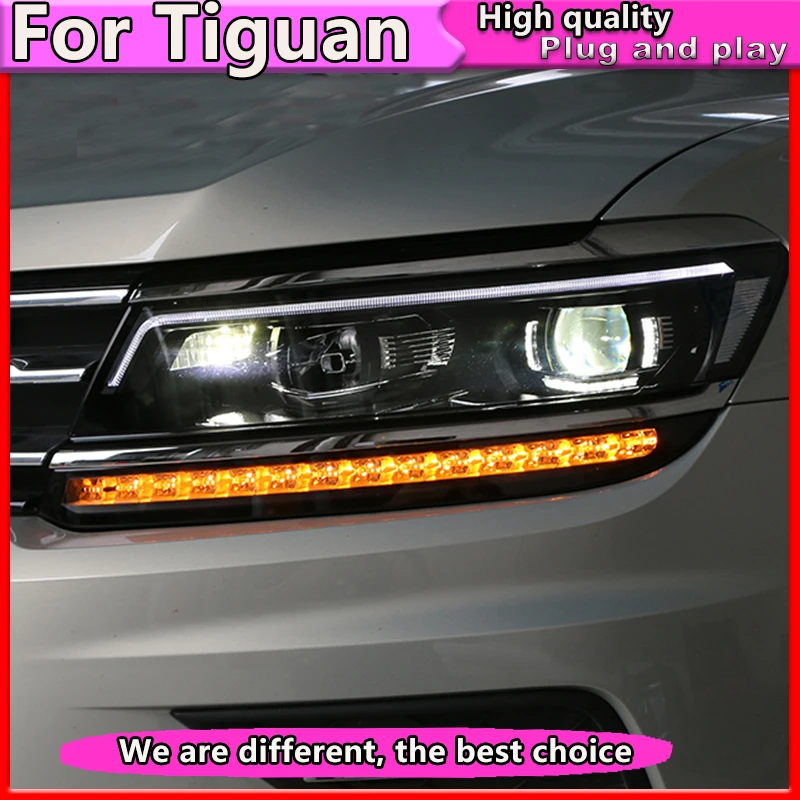 Автомобильный Стайлинг для VW Tiguan фары для Tiguan фары светодиодные DRL Биксеноновые линзы HID комплект фар динамический сигнал поворота