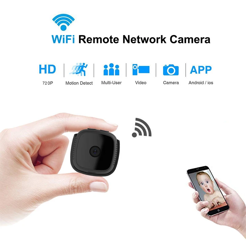 Видеонаблюдение мини Wifi ip камера с датчиком движения 720P Мини HD ночного видения