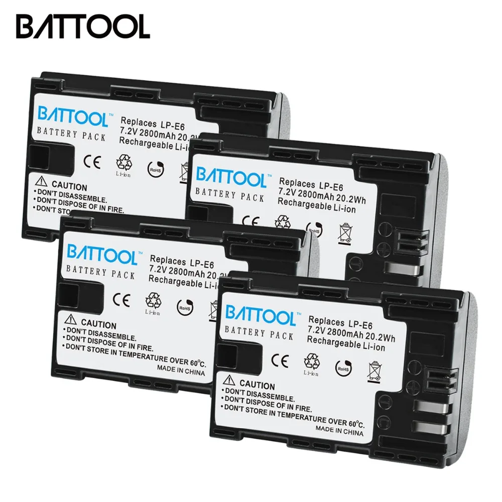

BATTOOL 4pcs Rechargeable Li-ion Batteries for Canon 7D Mark II Camera for EOS 60D 70D 80D for EOS 5D Mark II III IV 6D Mark II