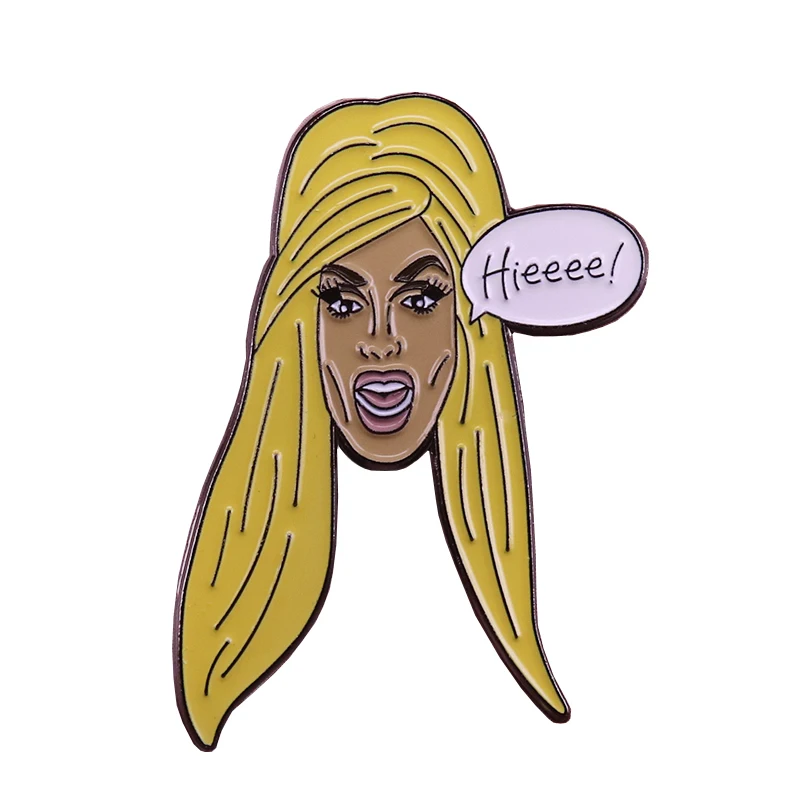 

Alaska drag queen enamel pin queer gay pride brooch funny speech bubble badge LGBT jewelry WOW presents