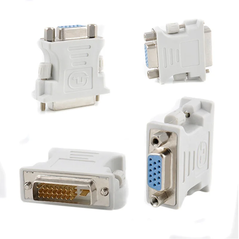 

New 24+1 pin VGA White High Performance DVI-D Male to 15 Pin VGA Female Adapter Video Converter Suitable For PC Laptop
