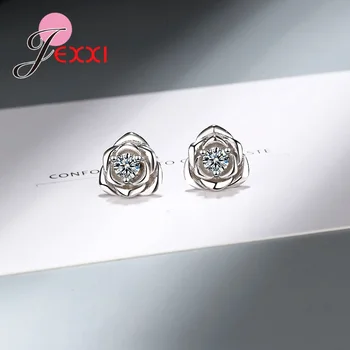 

Free Shipping Novel Design Style 925 Sterling Silver Jewelry Stud Earrings with Sparkling Crystal Amazing Great Discount