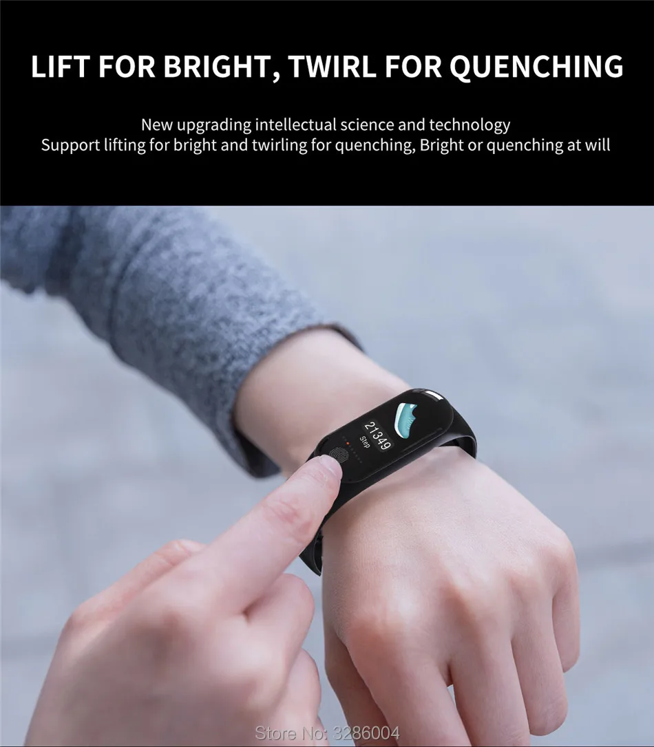 Shinsklly M3 Smart Bracelet Blood Pressure Fitness Tracker Heart Rate Monitor Smart Band Waterproof Pedometer Watch Men Women XIAOMI BAND 3 09