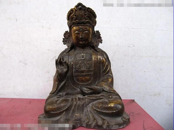 

song voge gem S0106 Chinese Buddhism Bronze Sit Kwan-Yin Guan Yin Bodhisattva Avalokitesvara Statue