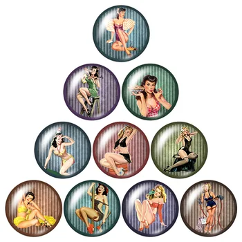 

New Fashion beauty Girls 10pcs mixed 12mm/16mm/18mm/25mm Round photo glass cabochon demo flat back Making findings