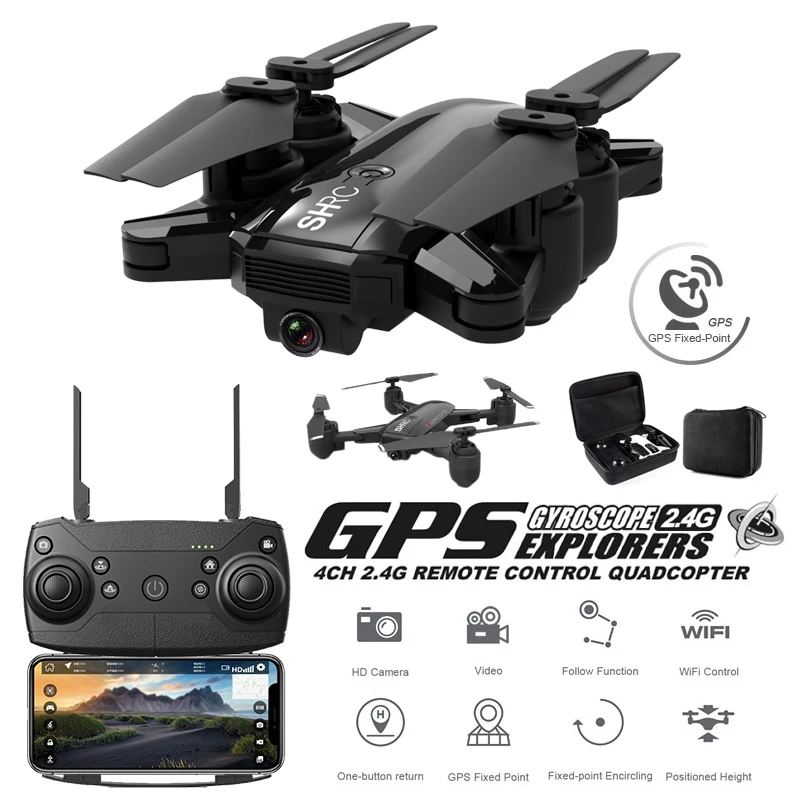 

GPS intelligent Tracking Fixed-point positioning Out of Control Returning Low-power Returning 1080P HD Camera Four-axis RC Drone