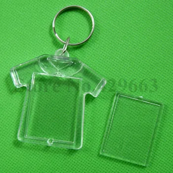 

Free shipping 1000pcs Clothes shaped DIY Acrylic Blank Photo Keychains Shaped Clear Key Chains Insert Photo Plastic Keyrings