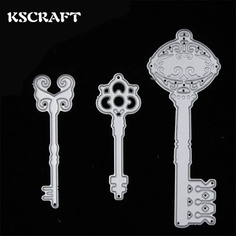 

KSCRAFT 3pc Key Metal Cutting Dies Stencils for DIY Scrapbooking/photo album Decorative Embossing DIY Paper Cards