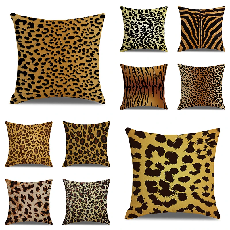 

Sexy Linen Leopard Print Cushion Cover Yellow And Black Tiger Stripe Throw Pillow Covers Fashion Pillowcases cojines decorativos