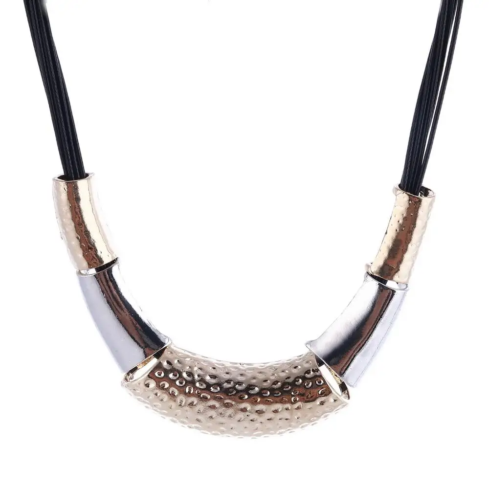 Модное массивное ожерелье и кулоны с кожаным шнуром, винтажное плетение воротника, колье, ожерелье для женщин, ювелирные изделия - Окраска металла: XL888
