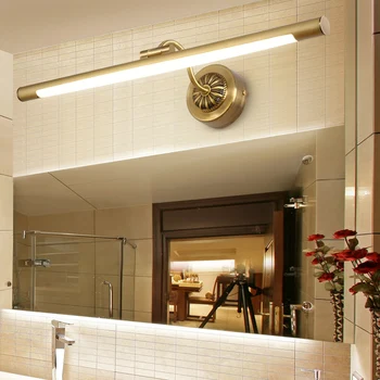 

American Copper Mirror Front Lights for Bathroom Toilet LED Cabinet Lamp Makeup Hanging Lamp Home Deco Wall Sconce Light Fixture