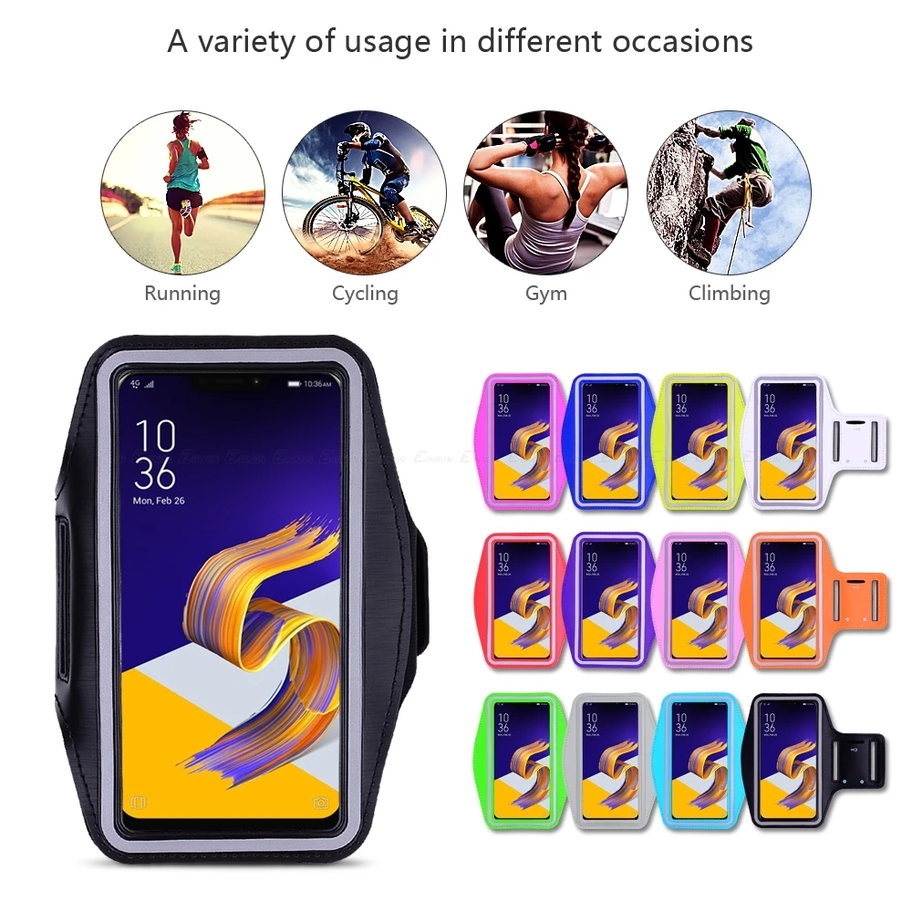 تشغيل الركض حقيبة رياضية غطاء الذراع الفرقة الهاتف جراب إيسوز ZenFone 6 ZS630KL 5Q 5z 5 Selfie لايت ZS620KL ZC600KL ZE620KL