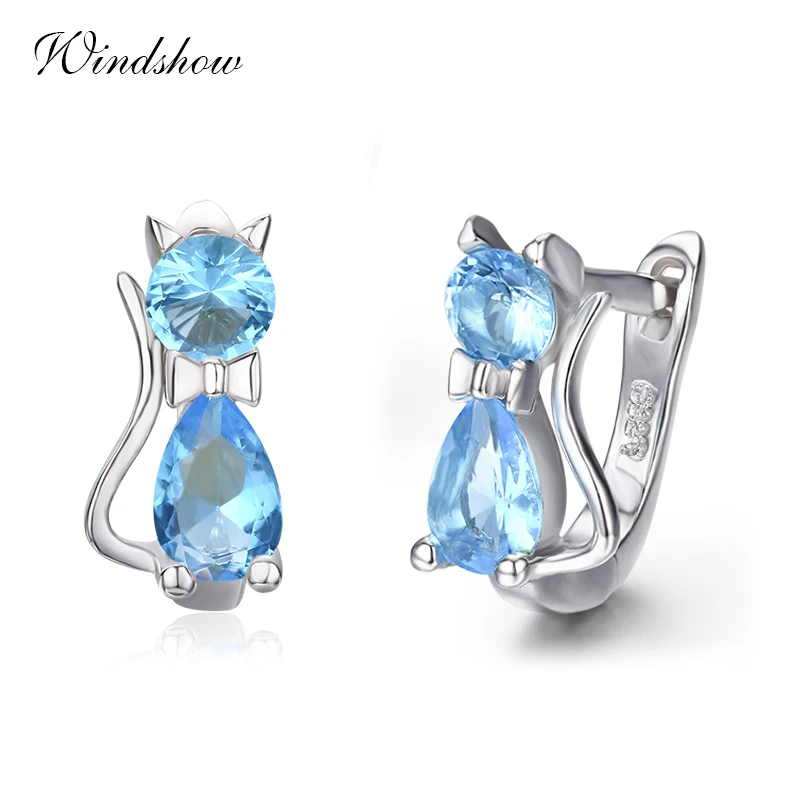 

Cute Kitty Kitten Cat CZ 925 Sterling Silver Gatos Small Loop Huggies U Hoop Earrings For Kids Baby Girls Children Jewelry Aros