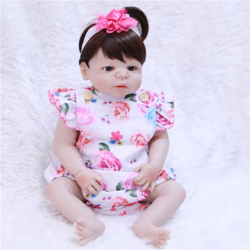 

23inch Full silicone reborn baby dolls Toy Baby-Reborn lifelike modeling vinyl newborn bathe princess toddler Brinquedos toy