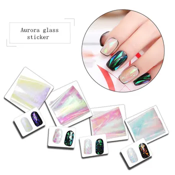 

Nail Aurora Sticker Glass Magic Paper Irregular Mirror Platinum Paper Candy Paper Aurora glass sticker nail DIY decoration