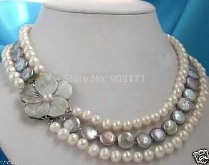 

Free Shipping>>18 "real pearl & coin pearl necklace and clasp