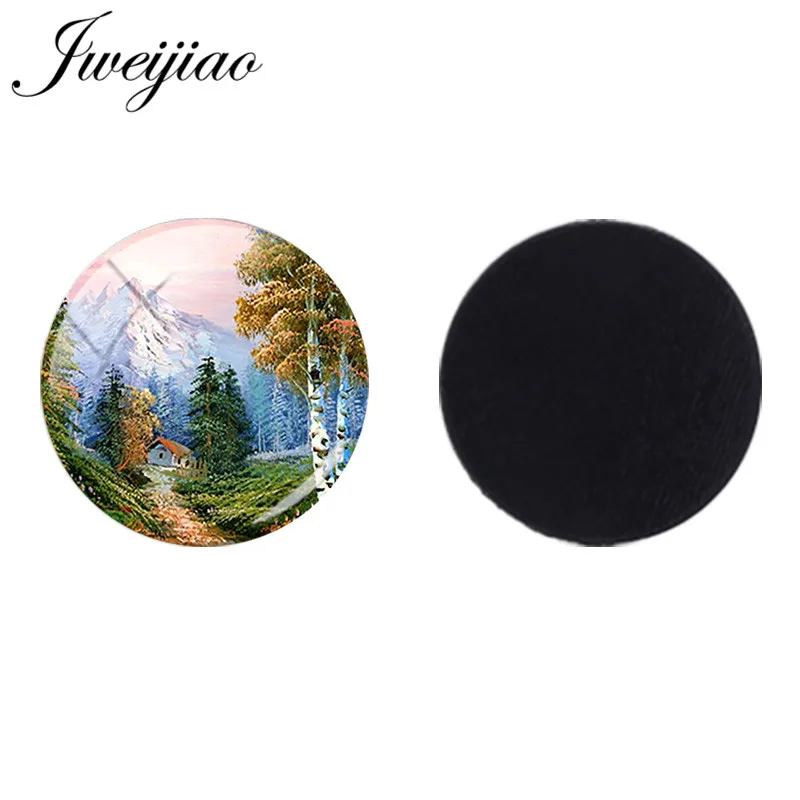 JWEIJIAO 25mm Glass Beads Beautiful Mountain Tree Scenery Painting Magnetic Sticker Fridge Magnet DIY Jewelry Findings SR03 | Украшения и