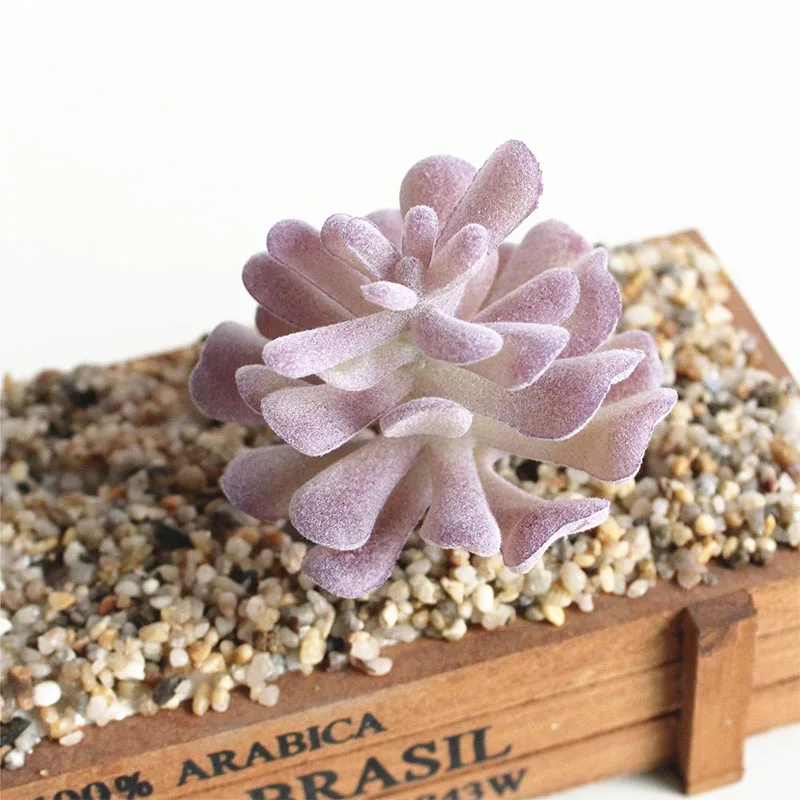 Charming Accessories Flocking DIY Mini Plant Plastic 1pc New Bridal Bouquet Fashion Purple Succulents Flower wall Floral - Цвет: 9