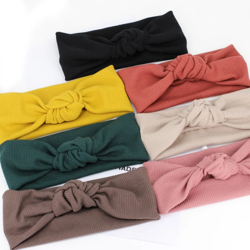 

Adjustable Fashion 1PC Headband Cotton Soft Hairband Tie Elasticity Gifts 7 Colors Women Cross Stripe Wide Solid Headwear