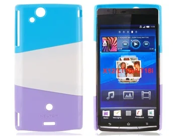 NEWTOP Tri-Color Split Protective Case for Sony Ericsson Xperia Arc LT18i LT15i X12 (Blue &amp White Purple) |