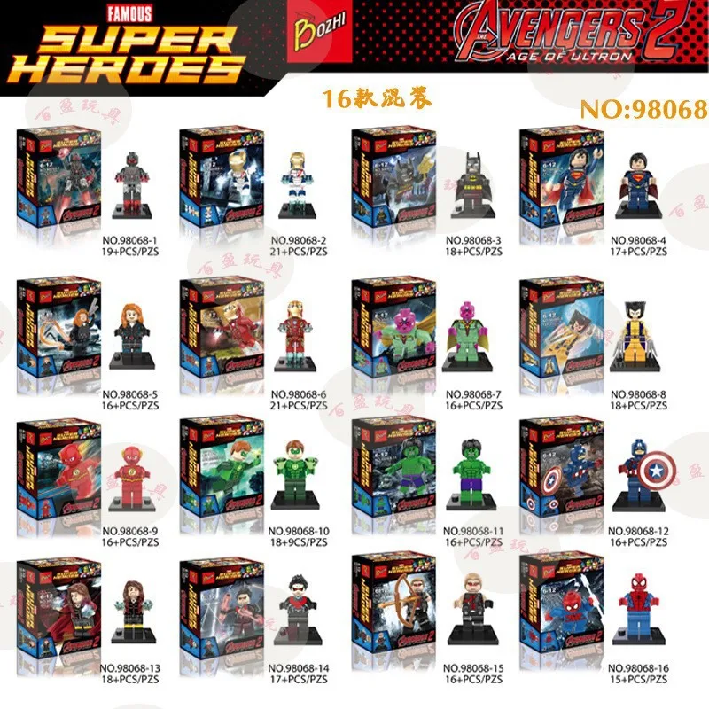 

16pcs/lot NEW Legoing Super Heroes Minifigure Avengers Age of Ultron Mini Figures Building Blocks Assembled Toys for Children