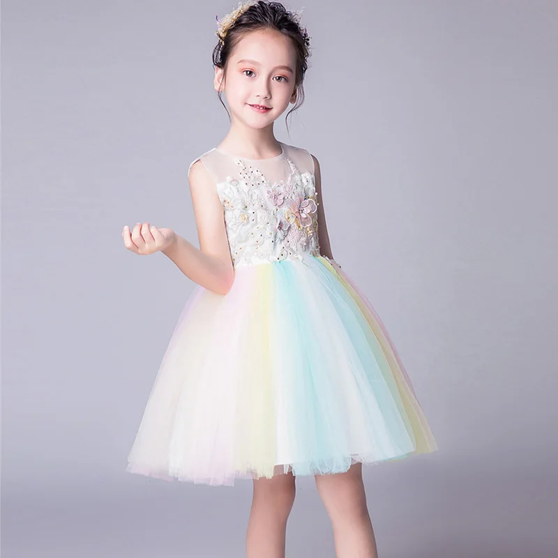 

Newest Girl Dresses For Little Girl School Wear Rainbow Colors Children Wedding And Holiday Clothing Kids Party Dresses For Girl
