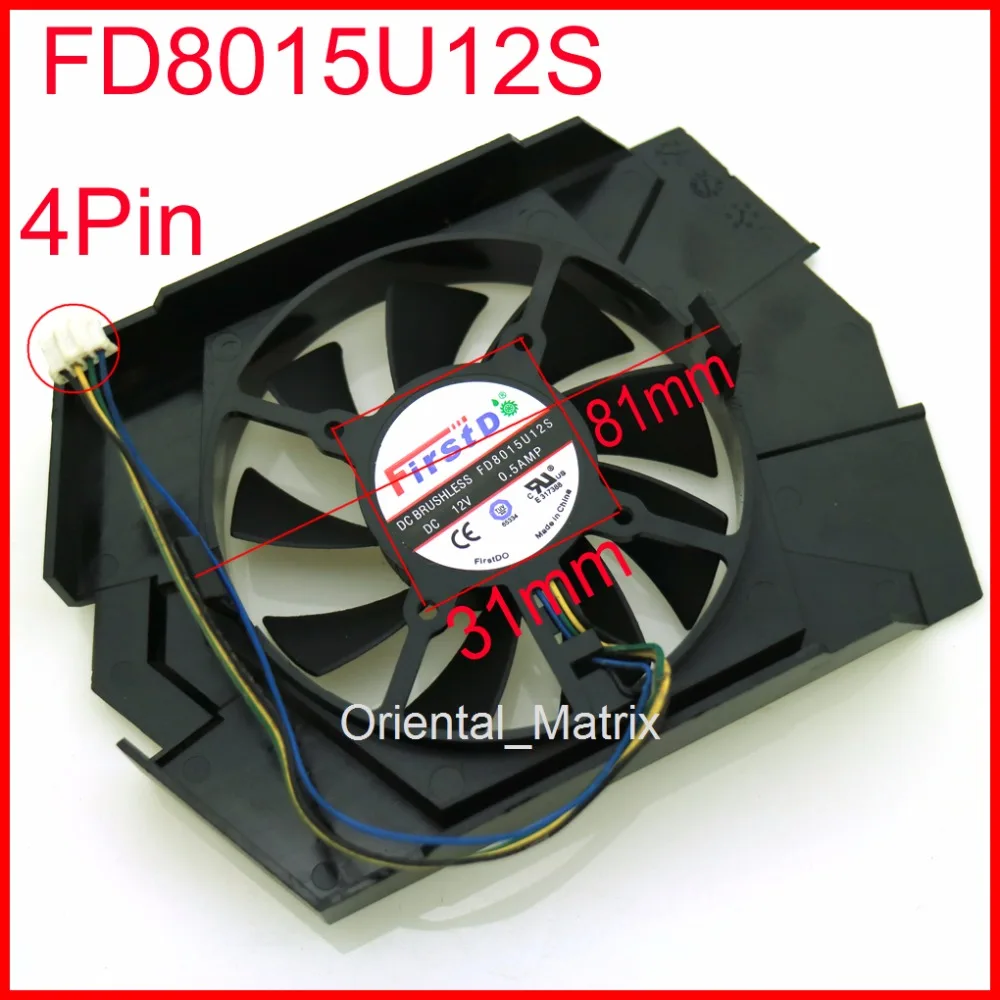 FD8015U12S 12 V 0.5A 4Pin 75 мм вентилятор VGA для ASUS GTX750TI кулер видеокарты охлаждения |