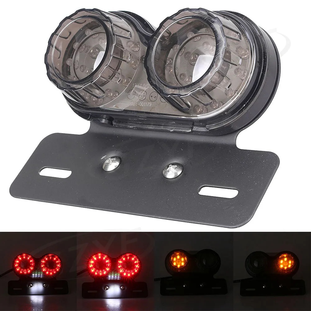 E-mark Universal Intergrated LED Turn Turning Signal Brake Tail Light License Plate Smoke