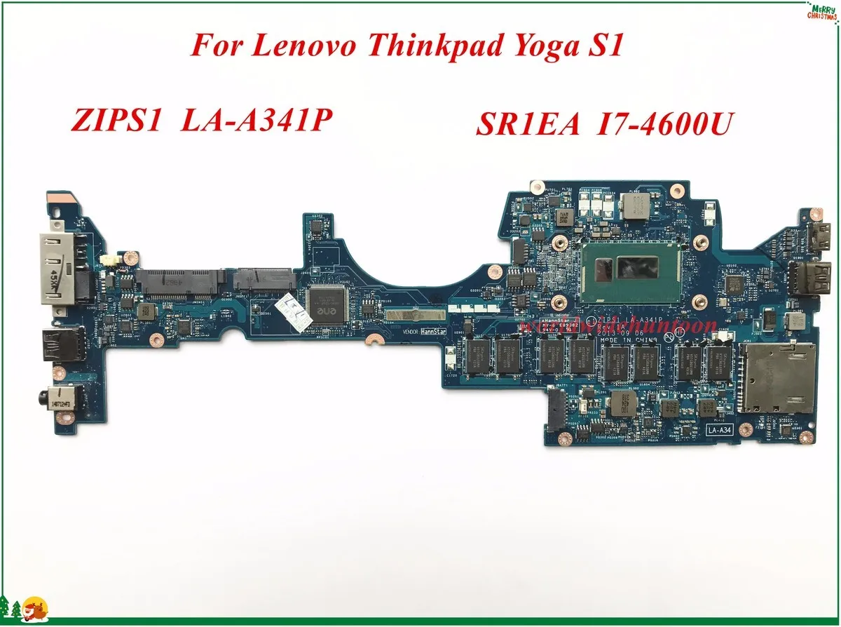 

FRU:04X6417 For Lenovo Thinkpad Yoga S1 Laptop Motherboard ZIPS1 LA-A341P SR1EA I7-4600U 8GB Memory DDR3 100% Tested