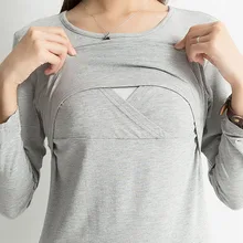 Automne À Manches Longues Soins De Maternité Hauts Grossesse Allaitement T-shirts Chemise Vêtements Pour Les Femmes Enceintes Portent Feedding Vêtements