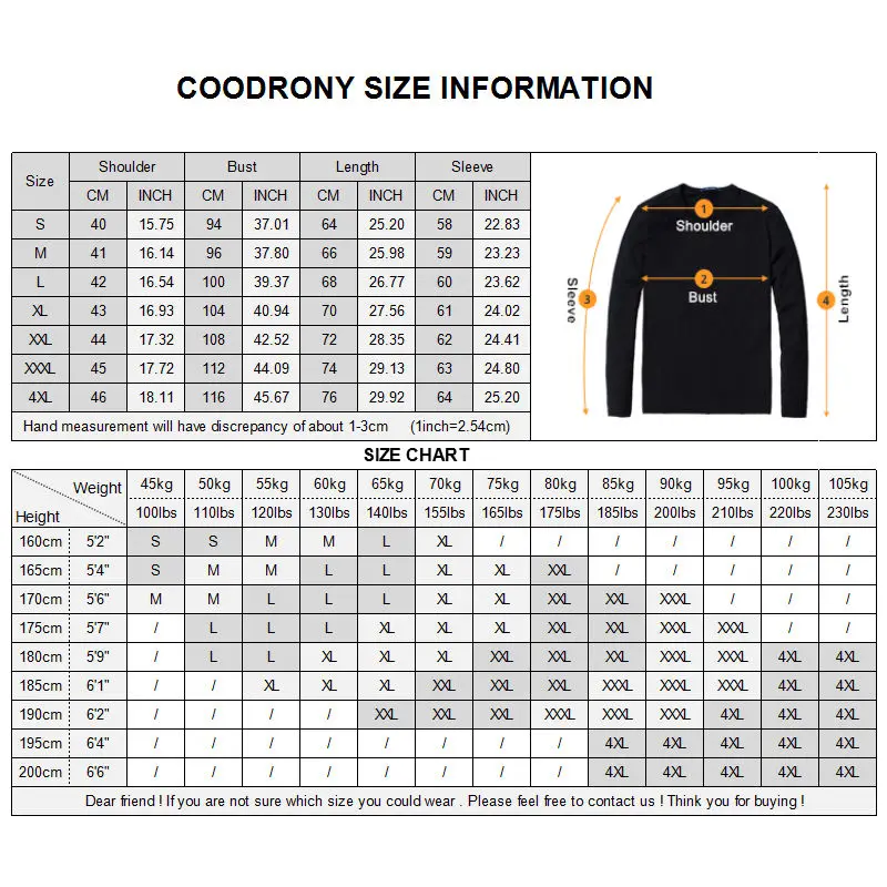 COODRONY T Shirt Men Casual Button Collar Long Sleeve T-Shirt Men Clothing 2018 Autumn Tops Slim Fit Cotton Tee Shirt Homme 8603