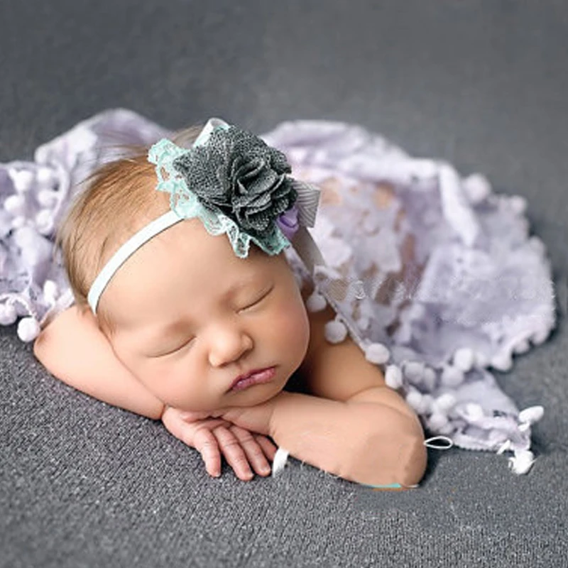 

45*45cm Newborn photography blanket Wrap with Tassel Baby Photo Wrap Baby Soft Blanket Infant Lace Scarf Photo Props Photography
