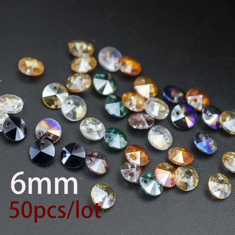 

50pcs / lot 6mm Glass Crystal 6428 xilion pendant Bead, Handmade Necklace Bracelet Jewelery Making Material