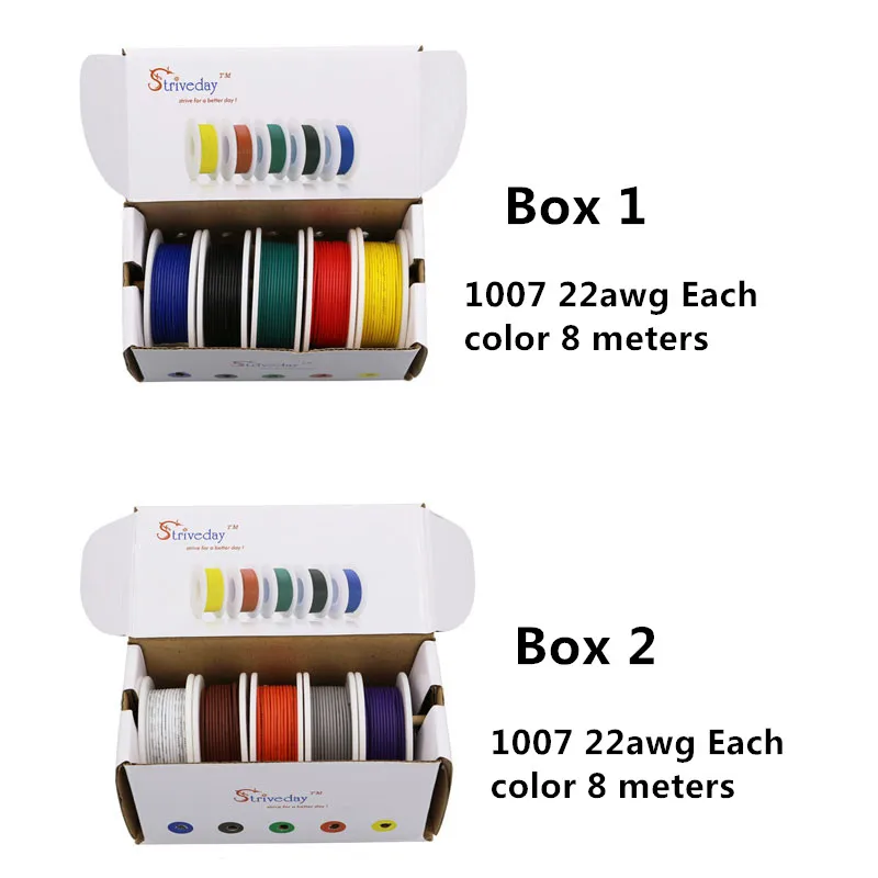 80 m( 10 colors Mix box 1+box 2 Stranded Wire Kit) UL 1007 22AWG Electrical Wire Airline Copper PCB line 26 feet each colors 80 m( 10 colors Mix box 1+box 2 Stranded Wire Kit) UL 1007 22AWG Electrical Wire Airline Copper PCB line 26 feet each colors