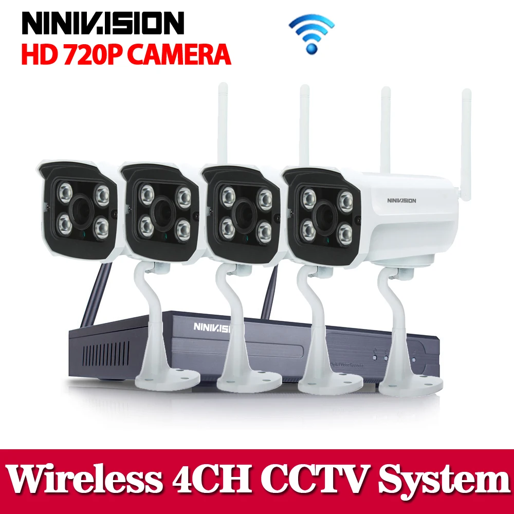 Камера видеонаблюдения беспроводная 1 0 МП FULL HD Wi-Fi 4 канала NVR 720P | Безопасность и