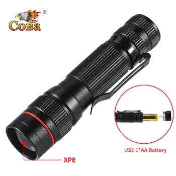 

Coba led flashlight spot light by Q5 bulb zoomable torch waterproof mini lights portable outside emergency running hunting