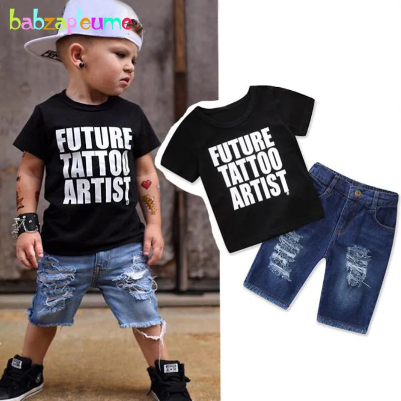 

babzapleume 2Piece 2019 New Summer Fashion Baby Boys Clothing Sets Kids Outfit Letter T-shirt+Shorts Children Clothes BC1444-1