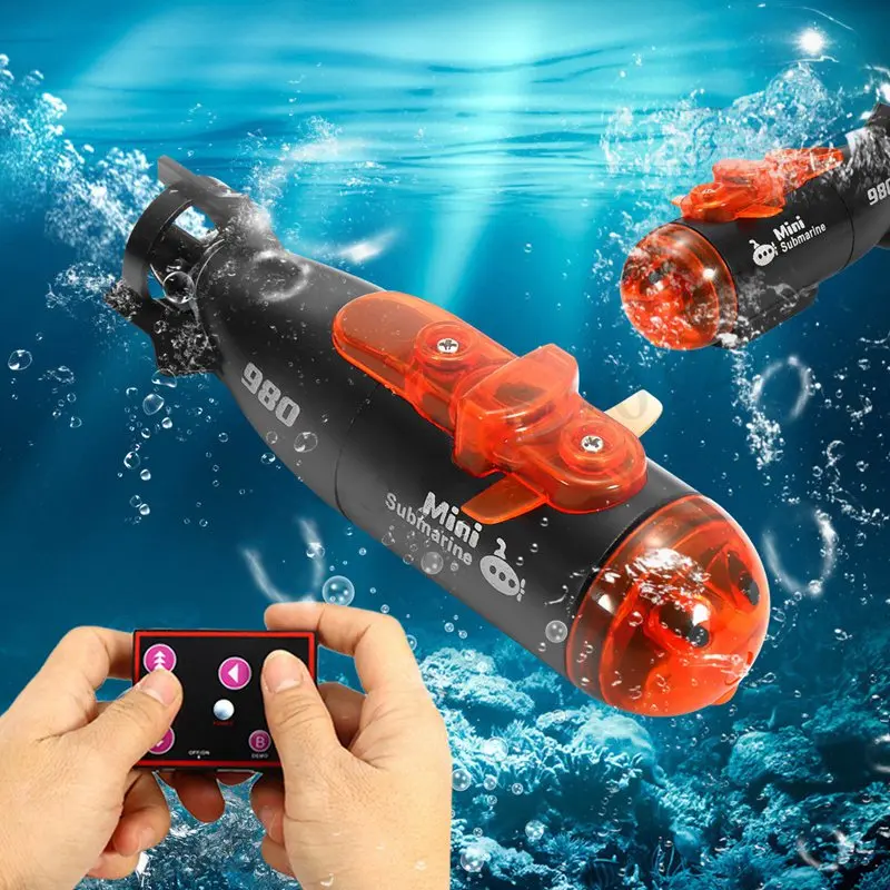 Мини микро-Радио пульт дистанционного управления RC Подводная лодка с Led светильник игрушка подарок