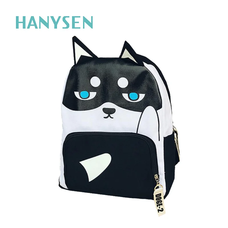 2017 New Fashion Unisex Canvas Cute Husky Backpack Children School Bags Cartoon Students Husky