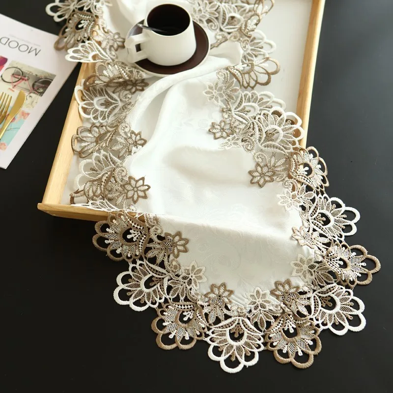  European Style Simple Water Soluble Lace Oval Tablecloth Kitchen Placemat Coffee Table Coaster Chri