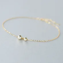 Подлинные 925 пробы серебряные круглые бусины ножные браслеты для женщин Мода летние ювелирные изделия лодыжки ноги цепи