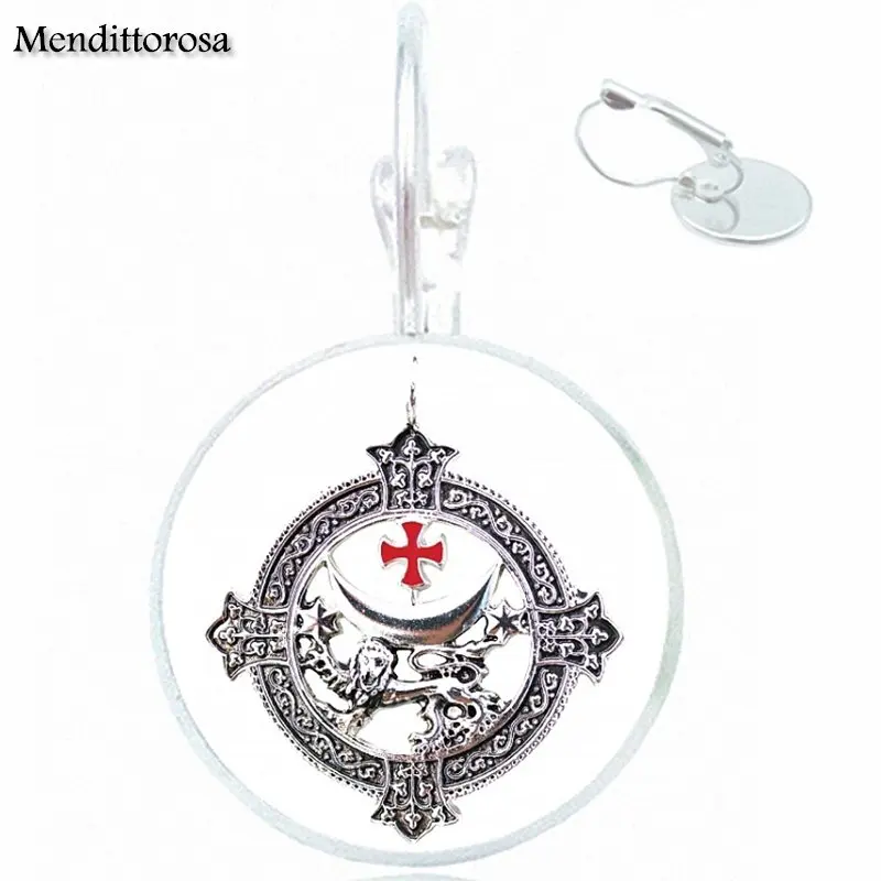 

EJ Glaze The Knights Templar Jewelry Bronze/Silver/Golden Clip Ear Hook Drop Earrings Jewelry Crystal Gift For Women Party