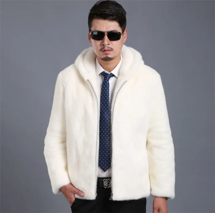 Белая шуба мужская Толстая теплая Осенняя зимняя куртка из искусственного меха норки размера плюс 4XL 5XL 6XL с капюшоном на молнии пальто из искусственного меха Ds50773
