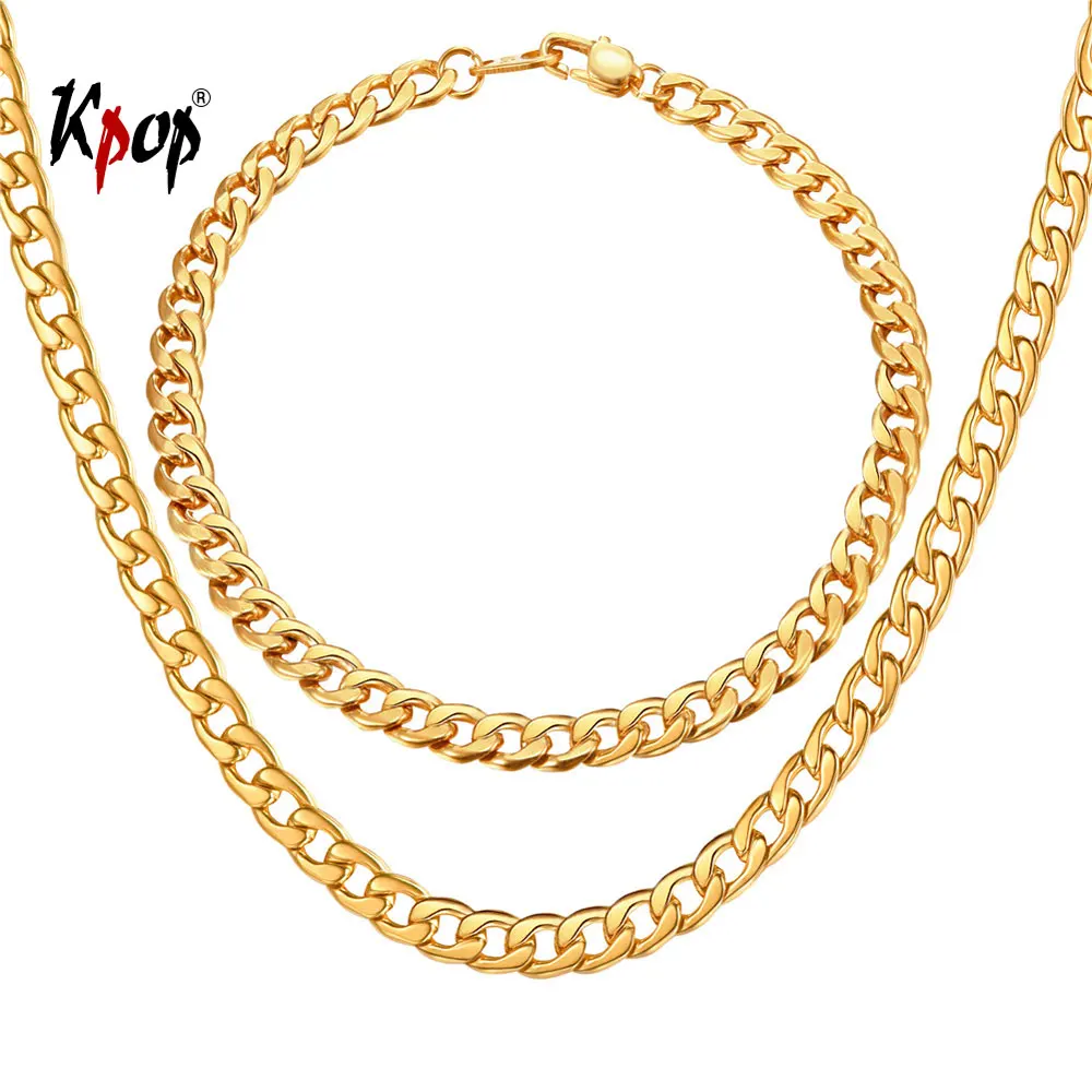 Kpop Mens Chain Necklaces Rock Punk Hiphop Jewelry Stainless SteelGold
